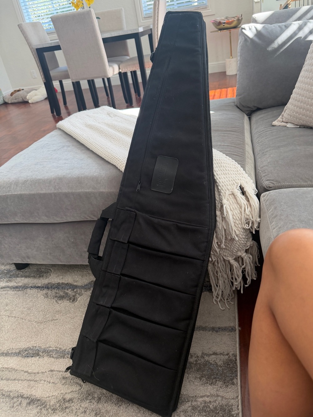 Black Padded Gig Bag for Electric Guitar with Exterior Pockets